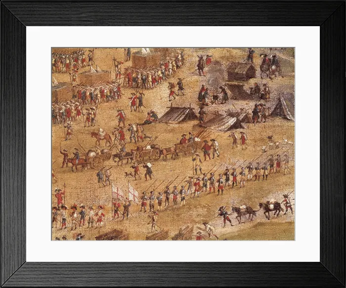 Framed Print : Siege of La Rochelle. From 10th January 1627 to 28th October 1628. ca. 1640. Detail with Richelieu's troops. Anonymous. Oil on canvas. FRANCE. Versailles