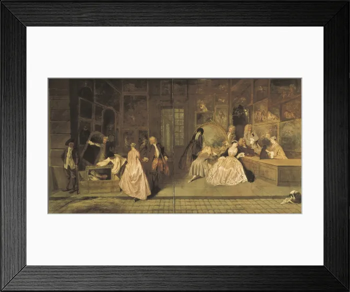 Framed Print : WATTEAU, Jean-Antoine (1684-1721). Gersaint's Shopsign. 1720. GERMANY. Berlin. Charlottenburg Palace