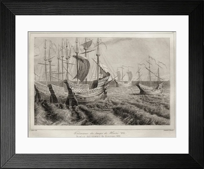 Framed Print : England (16th c.). Kingdom of Henry VIII. Ships. Facsimile after an engravng. AISA / Everett Collection**US SALES ONLY** Framed Print : England (16th c.). Kingdom of Henry VIII. Ships. Facsimile after an engravng. AISA / Everett Collection**US SALES ONLY**