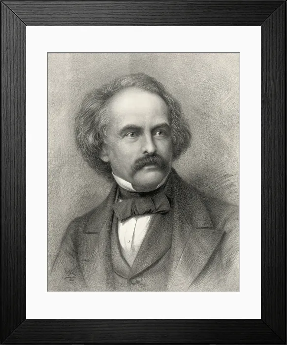 Framed Print : Nathaniel Hawthorne (1804-64) American novelist who wrote 'the Scarlett Letter, ' and 'The House of the Seven Gables.'