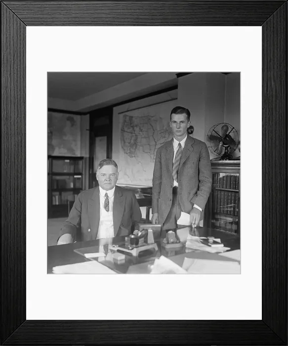 Framed Print : Sec. of Commerce Herbert Hoover (1874-1964) with his son, Allen, Aug 11, 1925