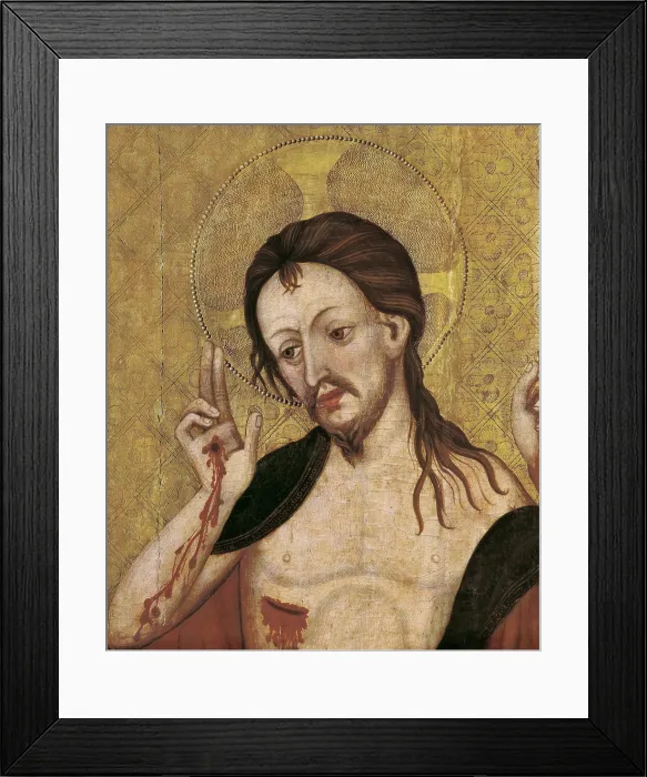 Framed Print : BORRASSA, Lluis (1360-1425). Resurrection. beg. 15th c. Central detail of the Christ. Renaissance art. Quattrocento. Tempera on wood. SPAIN. Barcelona