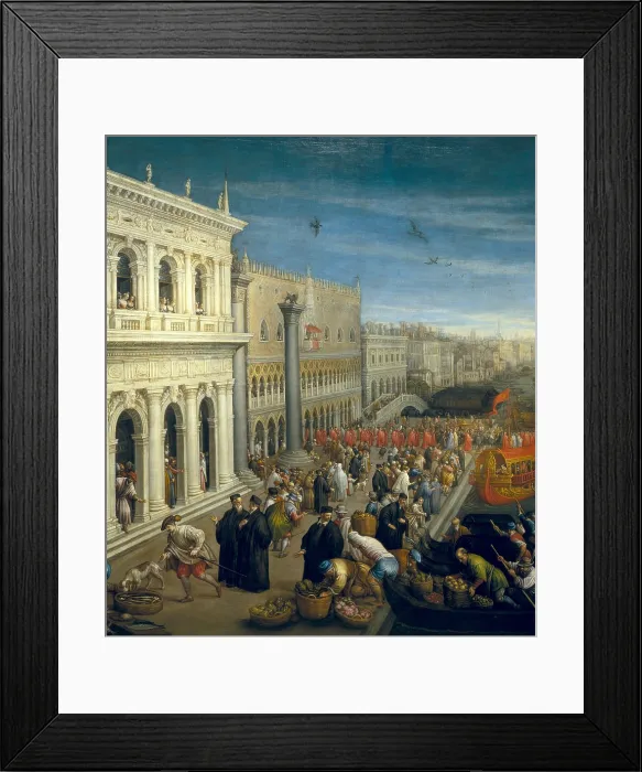 Framed Print : BASSANO, Leandro (1557-1622). Riva degli Schiavoni, Venice. ca. 1595. Detail on the left side. Renaissance art. Cinquecento. Oil on canvas. SPAIN. Madrid. St Framed Print : BASSANO, Leandro (1557-1622). Riva degli Schiavoni, Venice. ca. 1595. Detail on the left side. Renaissance art. Cinquecento. Oil on canvas. SPAIN. Madrid. St