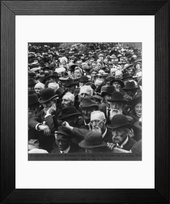 Framed Print : President Theodore Roosevelt's 1903 drew a mostly male audience in Lincoln, Nebraska Framed Print : President Theodore Roosevelt's 1903 drew a mostly male audience in Lincoln, Nebraska
