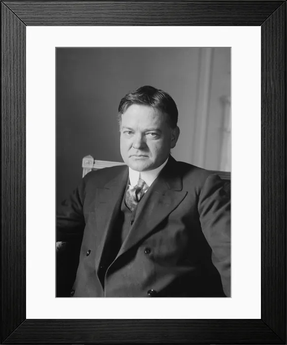 Framed Print : Portrait of Herbert Hoover (1874-1964), who gained the nation's admiration for leading US humanitarian relief for the civilian victims during and after World War I Framed Print : Portrait of Herbert Hoover (1874-1964), who gained the nation's admiration for leading US humanitarian relief for the civilian victims during and after World War I