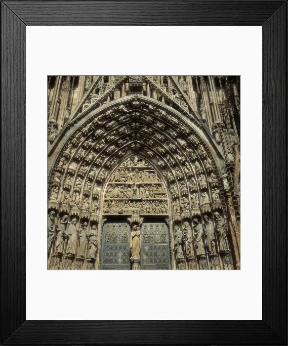 Framed Print : Notre-Dame Cathedral of Strasbourg. 1176-1439. FRANCE. Strasbourg. Notre Dame cathedral. Front of the main facade. In the tympanumscenes of Christ's redemption Framed Print : Notre-Dame Cathedral of Strasbourg. 1176-1439. FRANCE. Strasbourg. Notre Dame cathedral. Front of the main facade. In the tympanumscenes of Christ's redemption