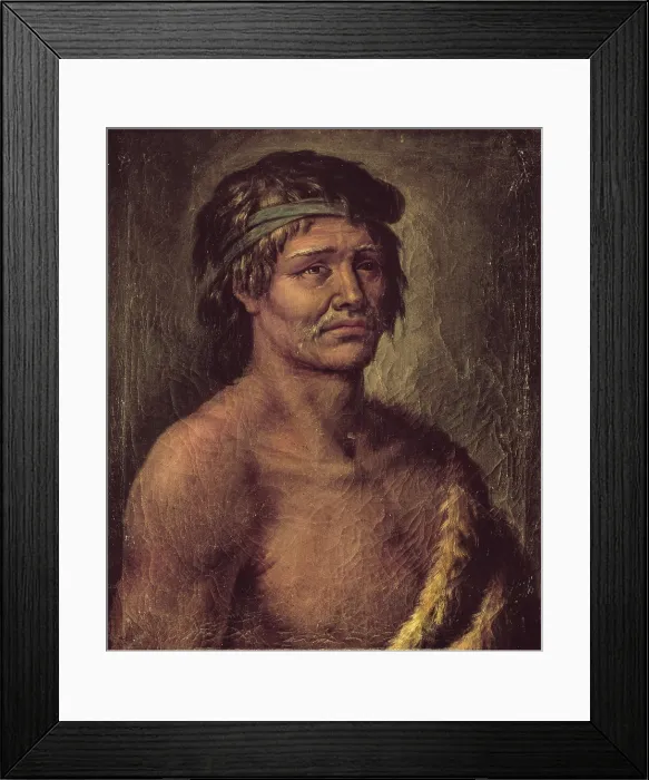Framed Print : Malaspina expedition. Portrait of a Indian man from Patagonia, from the sketch by Jose del Pozo. Oil on canvas. SPAIN. Madrid. Navy Museum Framed Print : Malaspina expedition. Portrait of a Indian man from Patagonia, from the sketch by Jose del Pozo. Oil on canvas. SPAIN. Madrid. Navy Museum