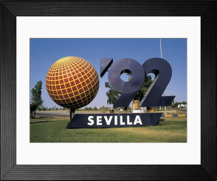 Framed Print : Spain (1992). Logotype of the Universal Exposition of Seville (Expo 92). R. Campillo / AISA / Everett Collection - Image has fine art copyright