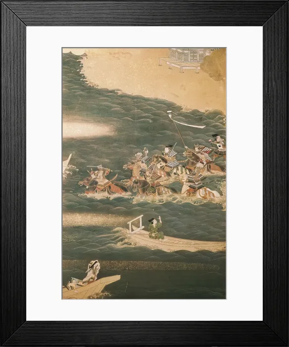 Framed Print : Detail of a folding screen of eight sheets with episode of the Genpei Wars (1180-1185). End of the Heian Period. Tosa School 18th century. Japanese art. Edo period. Painting Framed Print : Detail of a folding screen of eight sheets with episode of the Genpei Wars (1180-1185). End of the Heian Period. Tosa School 18th century. Japanese art. Edo period. Painting
