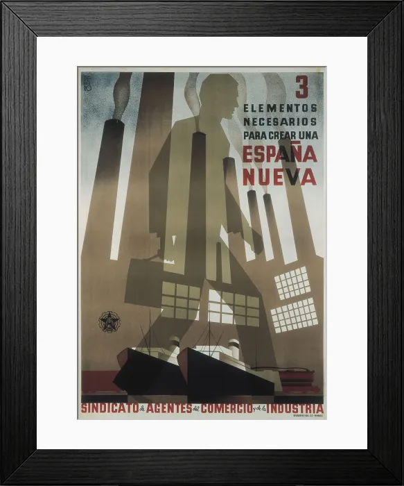 Framed Print : Spanish Civil War (1936-1939). '3 elementos necesarios para crear una nueva Espaa' (Three necessary elements to create a new Spain)
