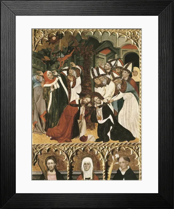 Framed Print : BORRASSALlus (1360-1425). Altarpiece of Franciscan Advocationfrom the Convent of Santa Clara. 1414-1415. Detail. Scene of the martyrdom of the apostles. International gothic Framed Print : BORRASSALlus (1360-1425). Altarpiece of Franciscan Advocationfrom the Convent of Santa Clara. 1414-1415. Detail. Scene of the martyrdom of the apostles. International gothic