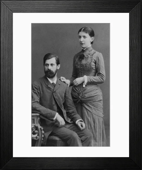 Framed Print : Sigmund Freud (1856-1939), and his fiancee Martha Bernays in June 1885, a year before their marriage