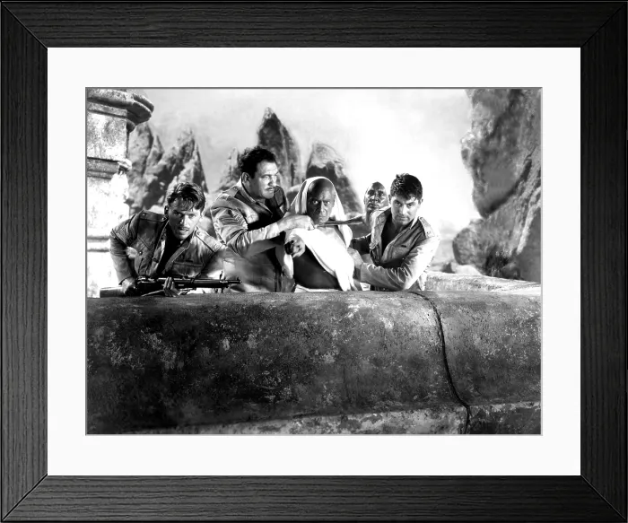 Framed Print : GUNGA DIN, Douglas Fairbanks Jr. Victor McLaglen, Eduardo Ciannelli, Sam Jaffe (behind Grant), Cary Grant, 1939