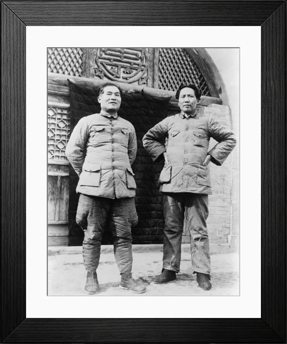 Framed Print : Mao Zedong (1893-1976) and Zhang Guotao (1897-1979), standing in courtyard of the supreme communist headquarters in China in the 1930s