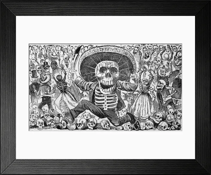 Framed Print : Detail of death from Calaveras del monton, numero 1, translation: Skulls from the heap, number 1