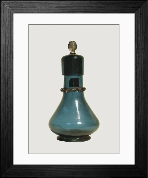 Framed Print : Venetian receptacle for perfume in blue crystal (16th - 17th c.). Glass and Crystal. ITALY. Venice. Murano. Antique Glass Museum. AISA / Everett Collection (37003)**US SALES ONLY**