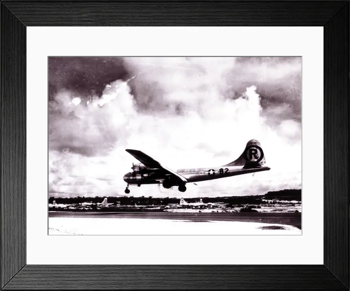 Framed Print : Enola Gay- Boeing B-29 Superfortress 'Enola Gay' landing after the atomic bombing mission on Hiroshima, Japan. 1945 Framed Print : Enola Gay- Boeing B-29 Superfortress 'Enola Gay' landing after the atomic bombing mission on Hiroshima, Japan. 1945