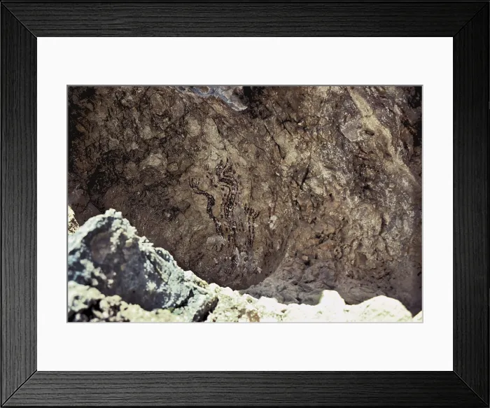 Framed Print : SPAIN. ALICANTE. Marina Alta. Pla de Petracos. Shelter VII. Levantine macroschematic art (7000 BC.). Neolithic art. Cave. AISA / Everett Collection (100567)**US SALES ONLY**