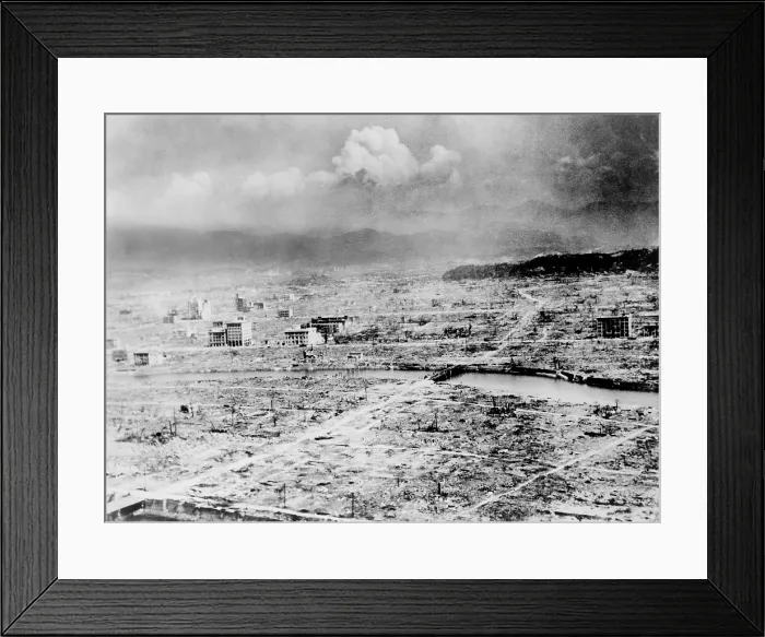 Framed Print : Atomic bomb. Hiroshima, Japan after the atomic bomb was dropped by the US bomber 'Enola Gay', 1945