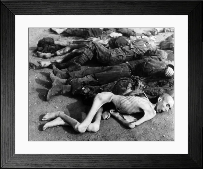 Framed Print : Dead prisoners found at the Nordhausen concentraton camp, 1945. Courtesy: CSU Archives / Everett Collection