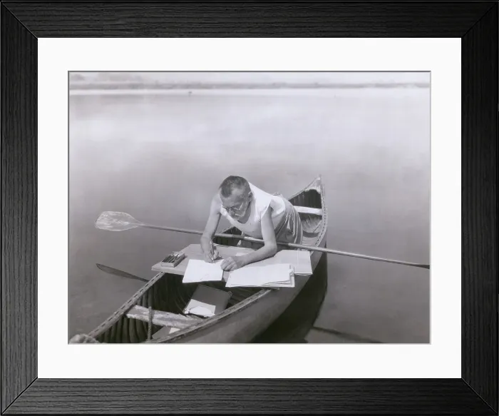 Framed Print : Charles P. Steinmetz (1865-1923), German-American mathematician and electrical engineer often worked in his canoe while boating in the upstate New York's Mohawk River