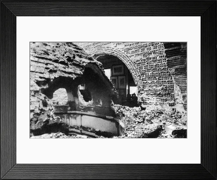 Framed Print : Spanish Civil War (1936-1939). Real Academia de San Fernando after the bombardments over Madrid. SPAIN. Barcelona. Biblioteca de Catalunya (National Library of Catalonia)