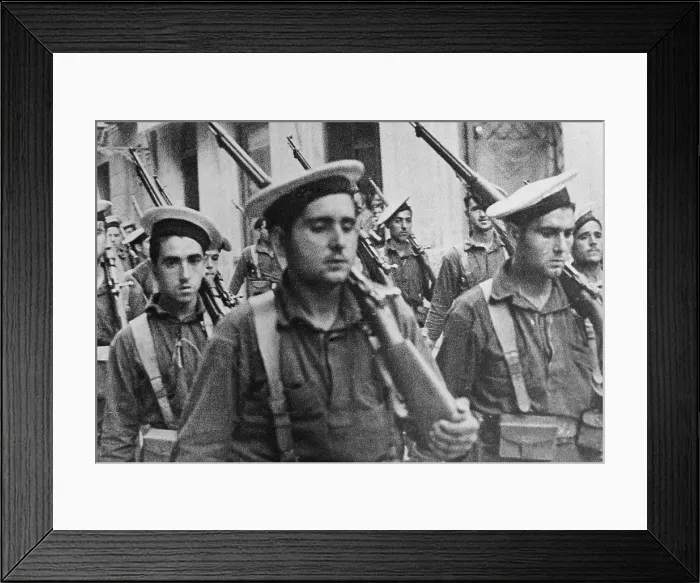 Framed Print : Spanish Civil War (1936-1939). Parade of the Marine Infantry of the Republican Army. SPAIN. Salamanca. Archivo Histrico Nacional. AISA / Everett Collection (103137)**US SALES ONLY**