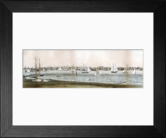 Framed Print : Rhode Island. A view of Newport, Rhode Island from Fort Wolcott, Goat Island. Hand colored lithograph by J.O. Newell, ca. 1860 Framed Print : Rhode Island. A view of Newport, Rhode Island from Fort Wolcott, Goat Island. Hand colored lithograph by J.O. Newell, ca. 1860