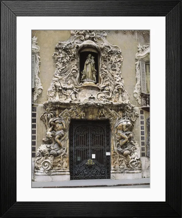 Framed Print : ROVIRA MERI, Hiplito (1693-1763); VERGARA, Ignacio (1715-1776). Marqus de Dos Aguas Palace. SPAIN. Valencia. Marqus de Dos Aguas Palace. Rococo. Sculpture; Architecture