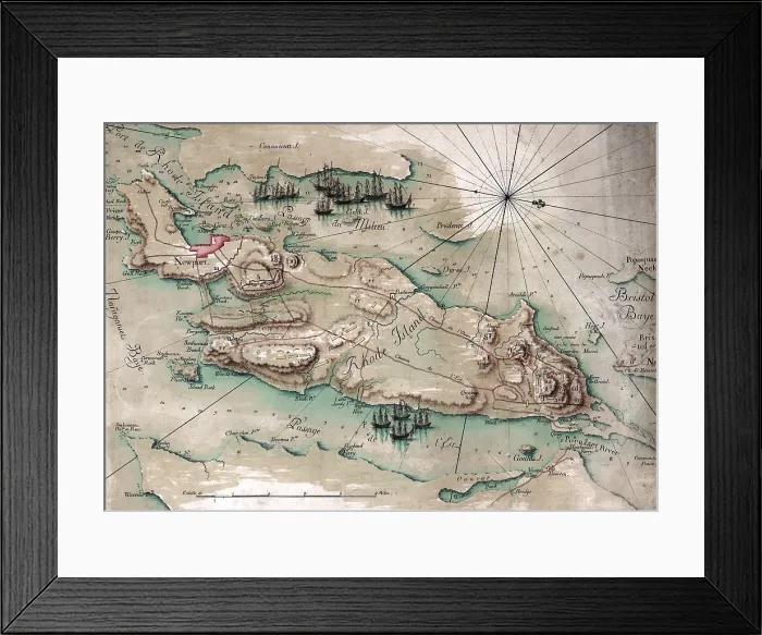 Framed Print : Map of The Battle of Rhode Island Framed Print : Map of The Battle of Rhode Island