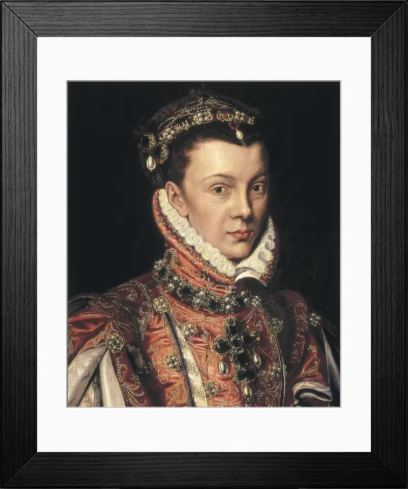 Framed Print : SANCHEZ COELLO, Alonso (1531-1588). Elizabeth of Valois. 1560. Renaissance art. Oil on canvas. Private Collection. AISA / Everett Collection**US SALES ONLY**