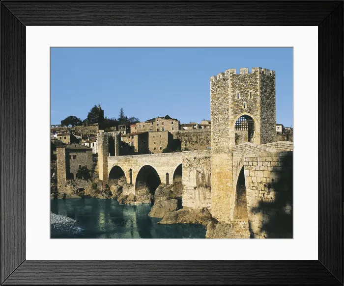 Framed Print : SPAIN. CATALONIA. GERONA. Besal. Medieval bridge over the Fluvi river. Romanesque art. AISA / Everett Collection**US SALES ONLY**