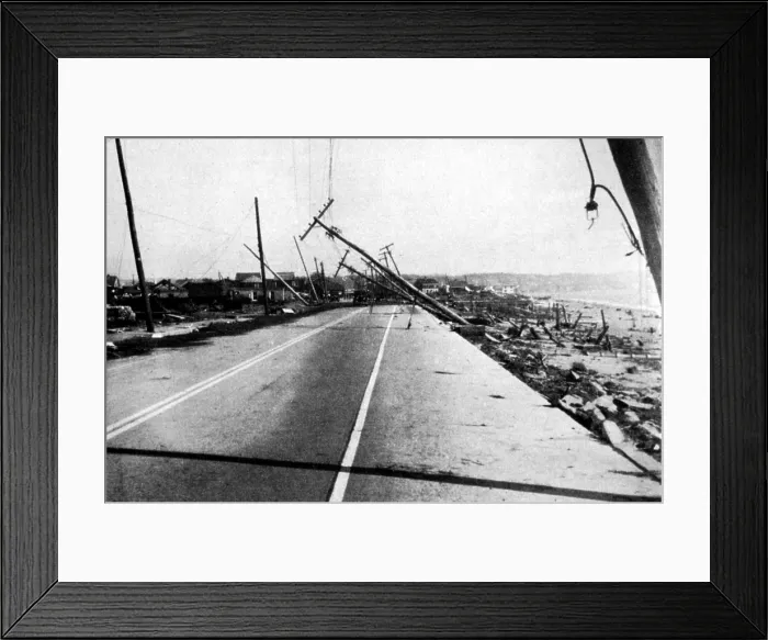 Framed Print : The New England Hurricane. Island Park was destroyed by a breaker with a reported height of 30 to 40 feet