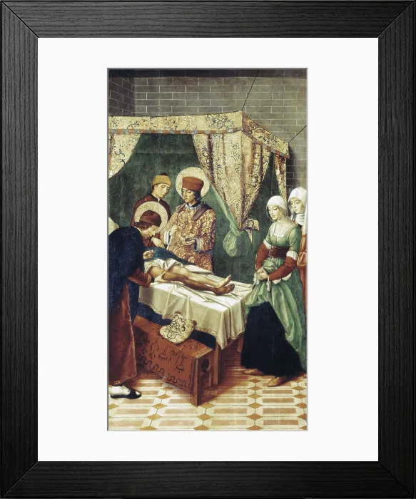Framed Print : BERRUGUETE, Pedro (1450-1504). The Miracle of Saint Cosmas and Saint Damian. end. 15th c. Castilian school. Renaissance art. Oil on wood. SPAIN. Covarrubias