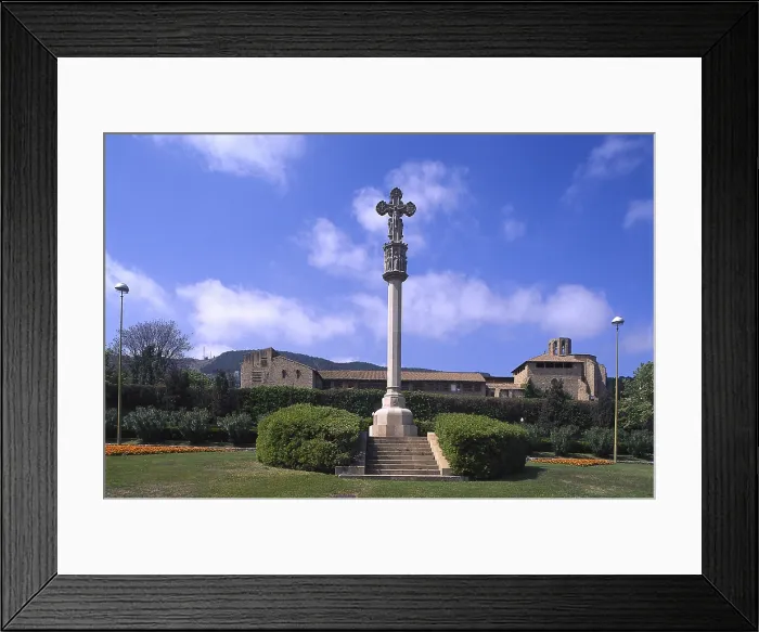 Framed Print : SPAIN. CATALONIA. Barcelona. Monastery of Pedralbes. Outlook of the Monastery of Pedralbes (14th c.) with a cross in the foreground. AISA / Everett Collection**US SALES ONLY** Framed Print : SPAIN. CATALONIA. Barcelona. Monastery of Pedralbes. Outlook of the Monastery of Pedralbes (14th c.) with a cross in the foreground. AISA / Everett Collection**US SALES ONLY**