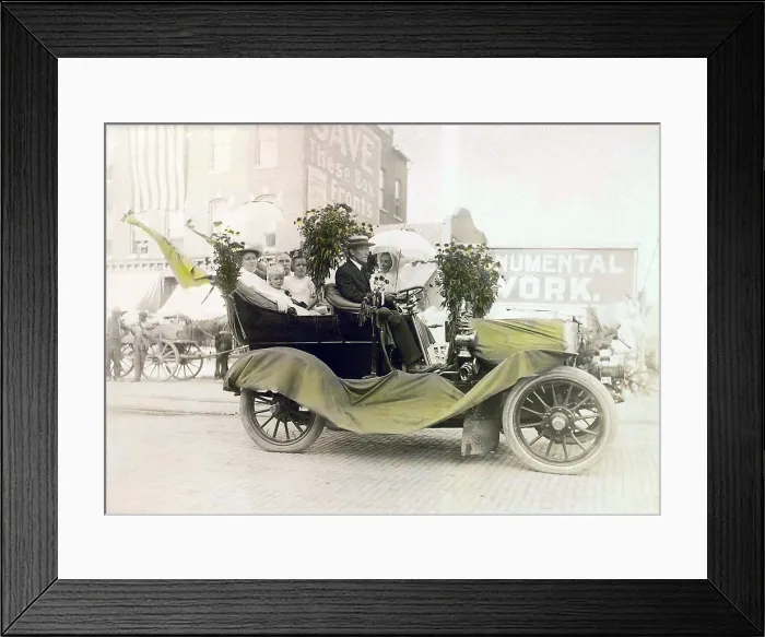 Framed Print : Cars. Geneva Automobile Parade. Firemen's parade, Anne Fitzhugh Miller and Mr. and Mrs Framed Print : Cars. Geneva Automobile Parade. Firemen's parade, Anne Fitzhugh Miller and Mr. and Mrs