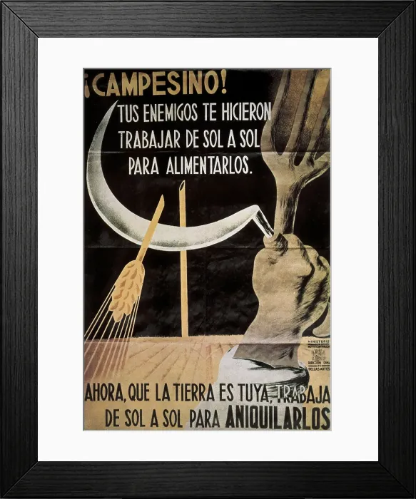 Framed Print : Spanish Civil War (1936-1939). 'Farmer! Your enemies made you work from sunrise ti susnet to feed them