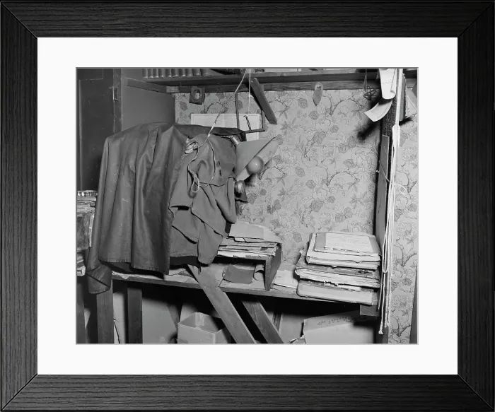 Framed Print : Interior of L.C. Handy Studio, with view camera and copy stand set up in crowded conditions, 494 Maryland Avenue, Washington, DC, 1954 Framed Print : Interior of L.C. Handy Studio, with view camera and copy stand set up in crowded conditions, 494 Maryland Avenue, Washington, DC, 1954