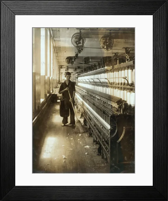 Framed Print : A textile mill worker, King Philip spinning room, sweeper and cleaner Adelaid Levesque, Fall River, Massachusetts, photograph by Lewis Wickes Hine, June 21, 1916 Framed Print : A textile mill worker, King Philip spinning room, sweeper and cleaner Adelaid Levesque, Fall River, Massachusetts, photograph by Lewis Wickes Hine, June 21, 1916
