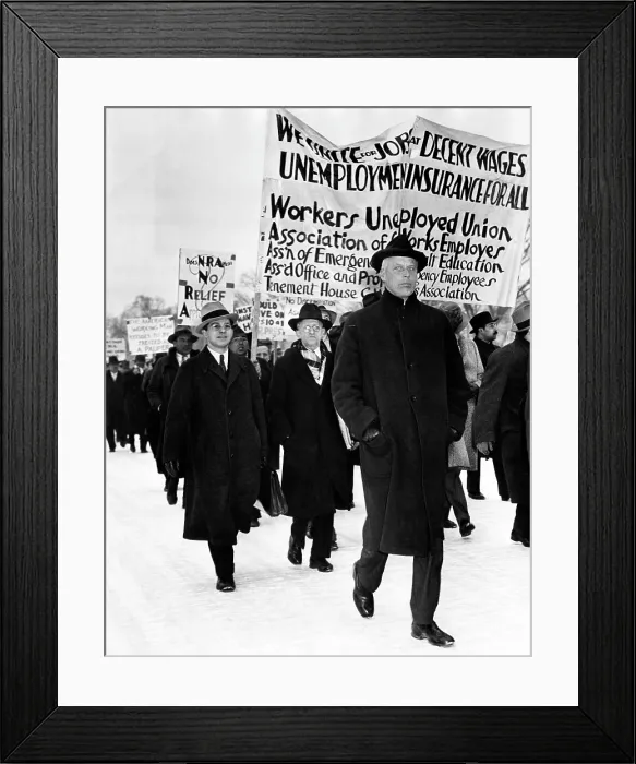 Framed Print : Socialist leader Norman Thomas (foreground), leading five hundred men and women from New York, Baltimore, Philadelphia, Chicago