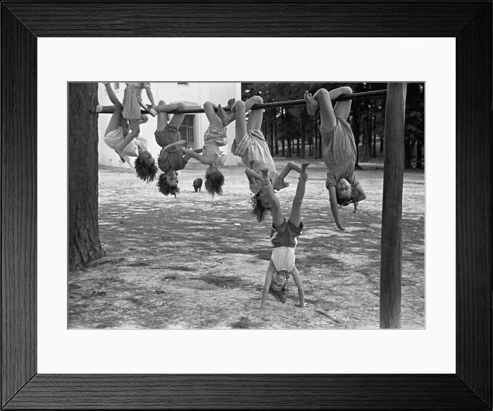 Framed Print : Children playing at a playground, Irwinville school, Georgia, photograph by John Vachon, May, 1938 Framed Print : Children playing at a playground, Irwinville school, Georgia, photograph by John Vachon, May, 1938