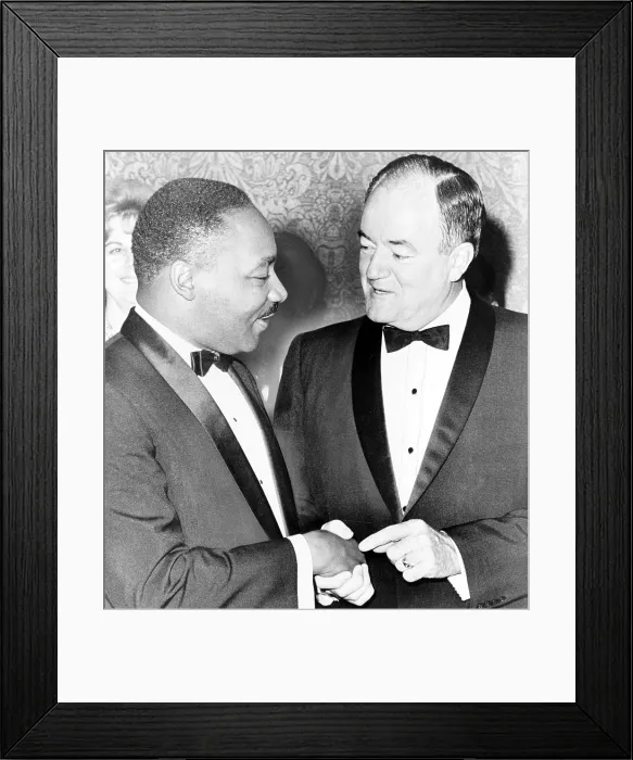 Framed Print : Martin Luther King, Jr. (1929-1968), chats with Vice-President Hubert Humphrey (1911-1978). Humphrey was an early supporter of desegregation and civil rights. 1965