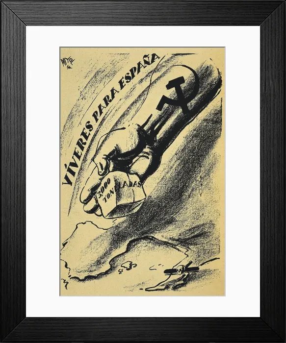 Framed Print : Spanish Civil War (1936-1939). 'Una ayuda y otra' (One help and another)