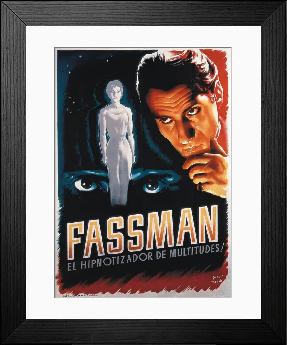 Framed Print : FASSMANJosep Mir i Rocafortnamed Profesor. Spanish psychologist and hypnotist. Poster of the show 'Fassman hypnostist of crowds'
