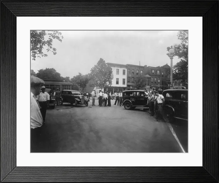 Framed Print : Traffic accident at 14th and Q Streets, Washington, DC, photograph, 1920 Framed Print : Traffic accident at 14th and Q Streets, Washington, DC, photograph, 1920