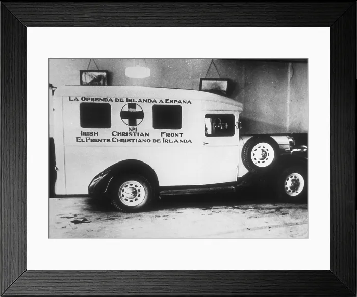 Framed Print : Spanish Civil War (1936-1939). Ambulance given by the Irish Christian Front. AISA / Everett Collection (44889)**US SALES ONLY**