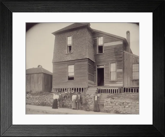 Framed Print : African Americans standing on sidewalk in front of house in Georgia, with two young African American women on steps, Georgia, photograph circa 1899-1900 Framed Print : African Americans standing on sidewalk in front of house in Georgia, with two young African American women on steps, Georgia, photograph circa 1899-1900