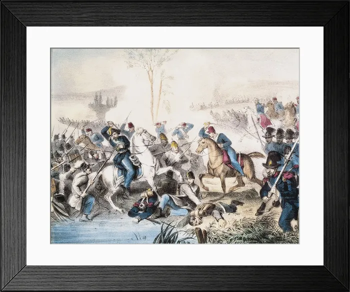 Framed Print : Italian unification (1860).Battle of the Sesiabetween Vercelli and Lomellina. General Cialdini. Litography. ITALY. Rome Framed Print : Italian unification (1860).Battle of the Sesiabetween Vercelli and Lomellina. General Cialdini. Litography. ITALY. Rome