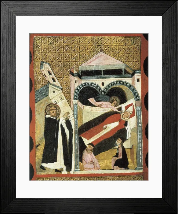 Framed Print : DOMINICDomingo de GuzmnSaint (1170-1221). Spanish religious manfounder of the Society of Jesus. Saint Dominic holds the Church on his back. Altarpiece14th c. Anonymous author Framed Print : DOMINICDomingo de GuzmnSaint (1170-1221). Spanish religious manfounder of the Society of Jesus. Saint Dominic holds the Church on his back. Altarpiece14th c. Anonymous author