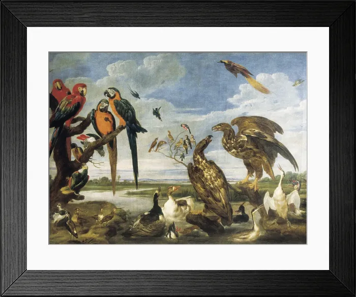 Framed Print : VOSPaul de (1596-1678). Variety of Birds. Flemish art. Oil on canvas. SPAIN. Madrid. St. Fernando Royal Academy Museum. AISA / Everett Collection (40301)**US SALES ONLY**